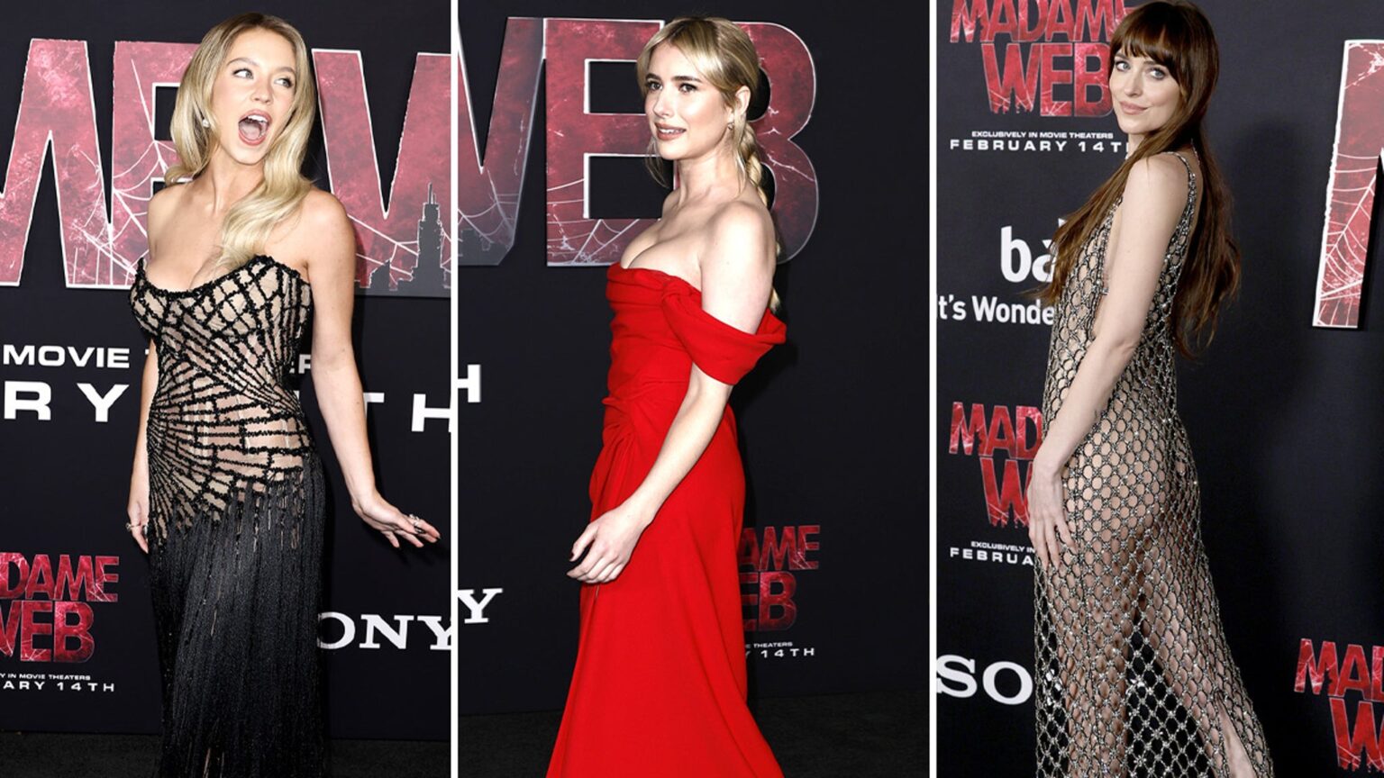 Sydney Sweeney, Dakota Johnson Put on Smoke Show for 'Madame Web' Premiere